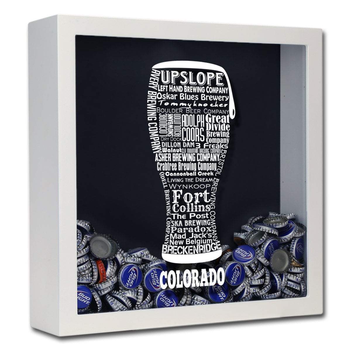 Torched Products Shadow Box White Colorado Beer Typography Shadow Box (779422400629)