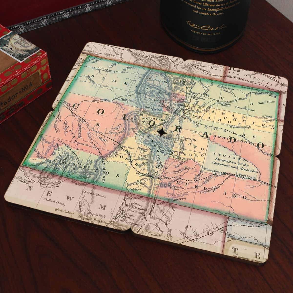 Torched Products Coasters Colorado Old World Map Coaster (790587572341)