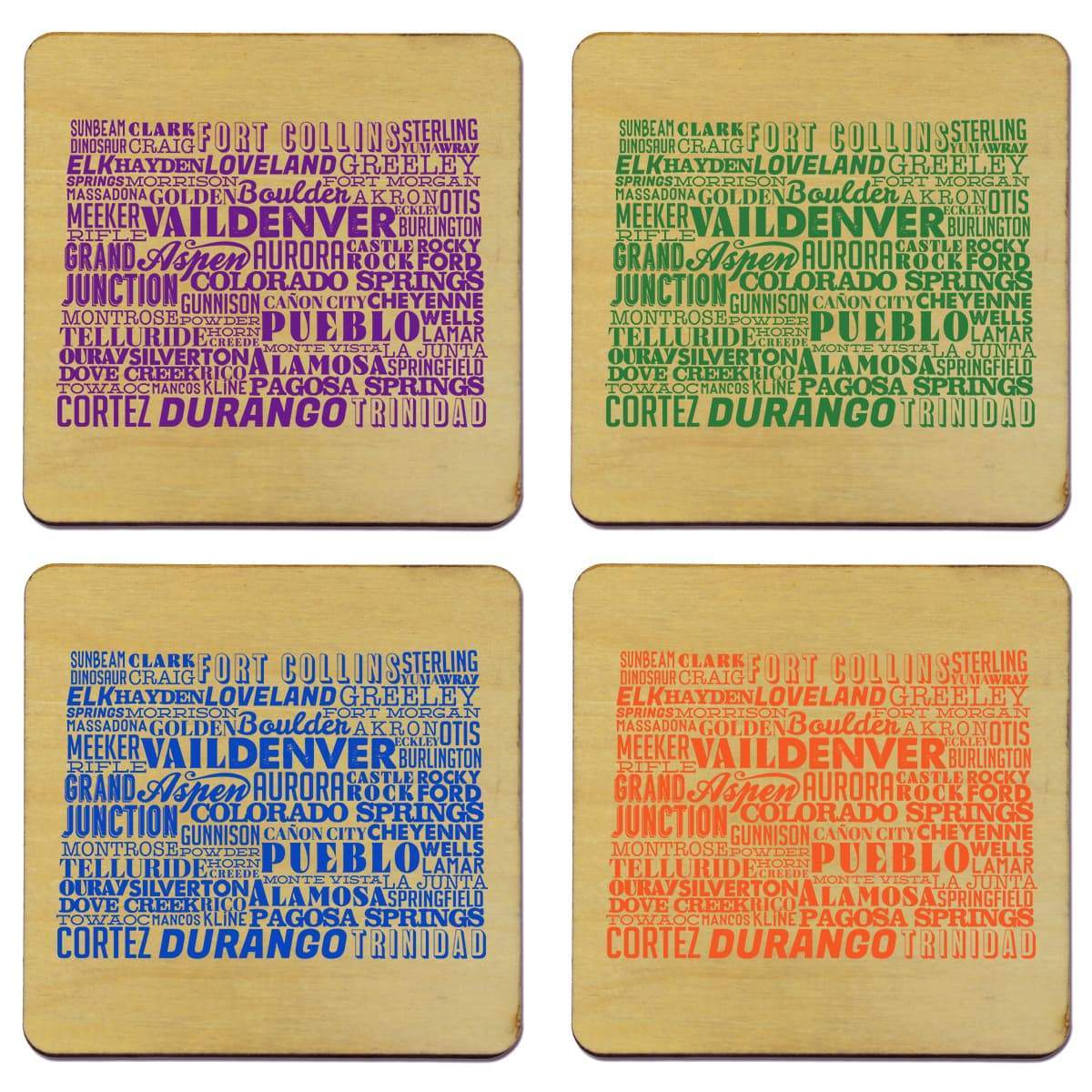 Torched Products Coasters Colorado State Typography Coaster (787808714869)