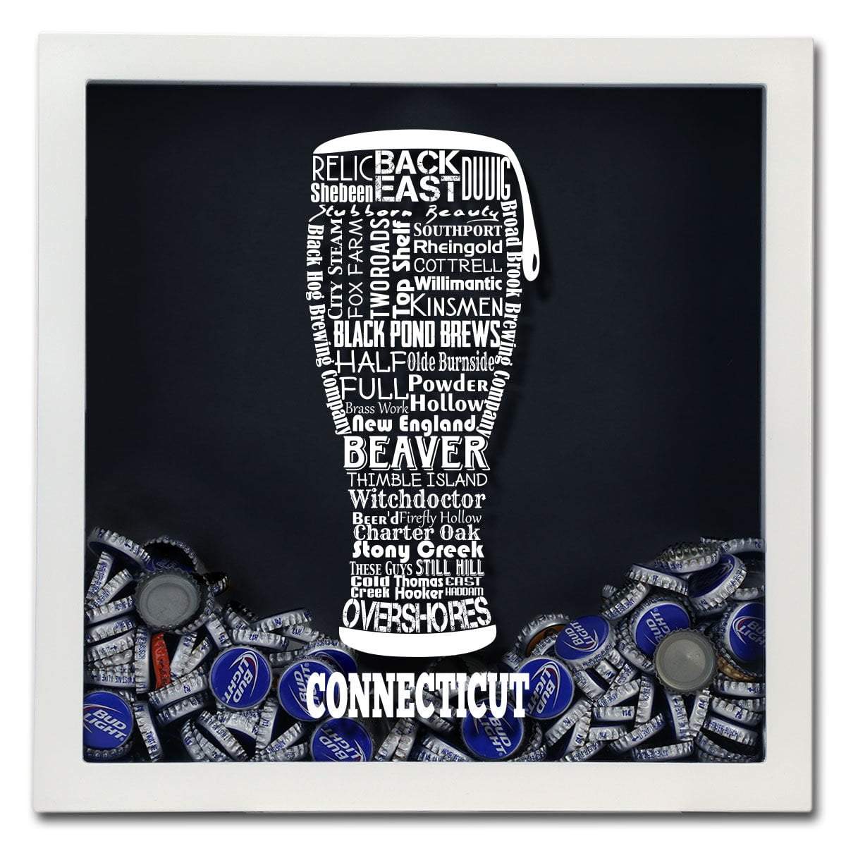 Torched Products Shadow Box Connecticut Beer Typography Shadow Box (779423088757)