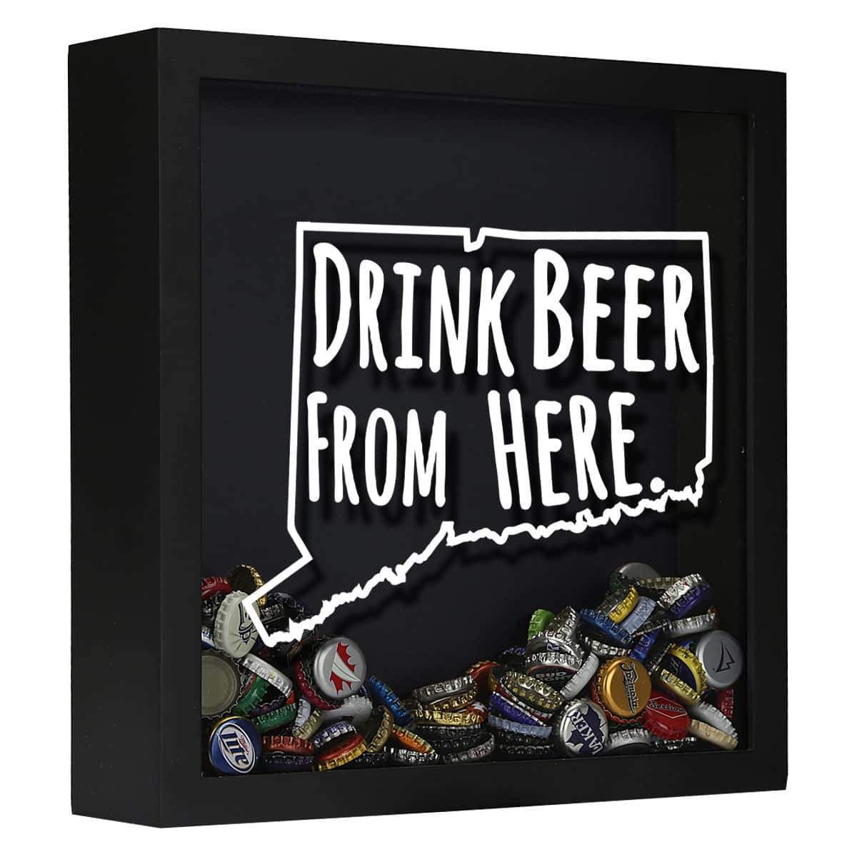 Torched Products Shadow Box Black Connecticut Drink Beer From Here Beer Cap Shadow Box (781162643573)