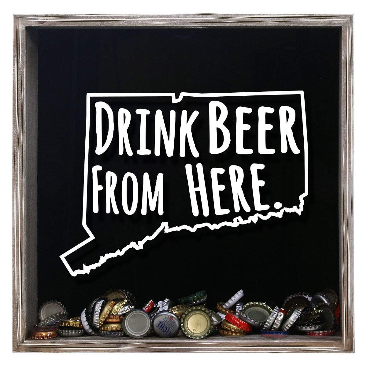 Torched Products Shadow Box Gray Connecticut Drink Beer From Here Beer Cap Shadow Box (781162643573)