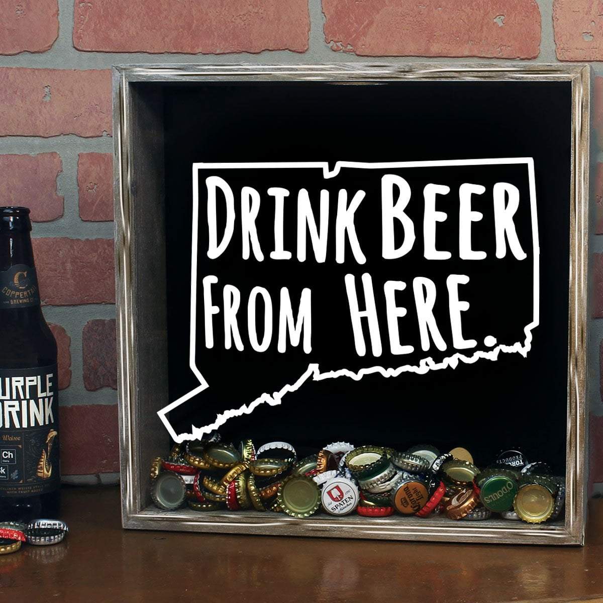 Torched Products Shadow Box Connecticut Drink Beer From Here Beer Cap Shadow Box (781162643573)