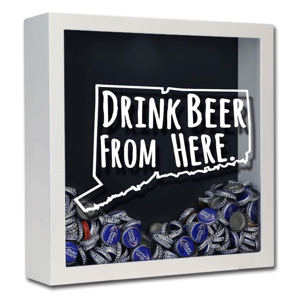 Torched Products Shadow Box White Connecticut Drink Beer From Here Beer Cap Shadow Box (781162643573)