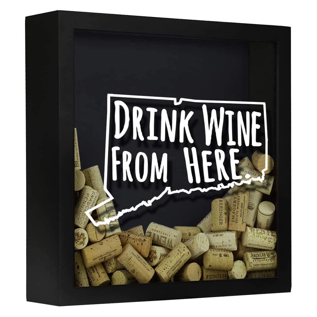 Torched Products Shadow Box Black Connecticut Drink Wine From Here Wine Cork Shadow Box (795718418549)