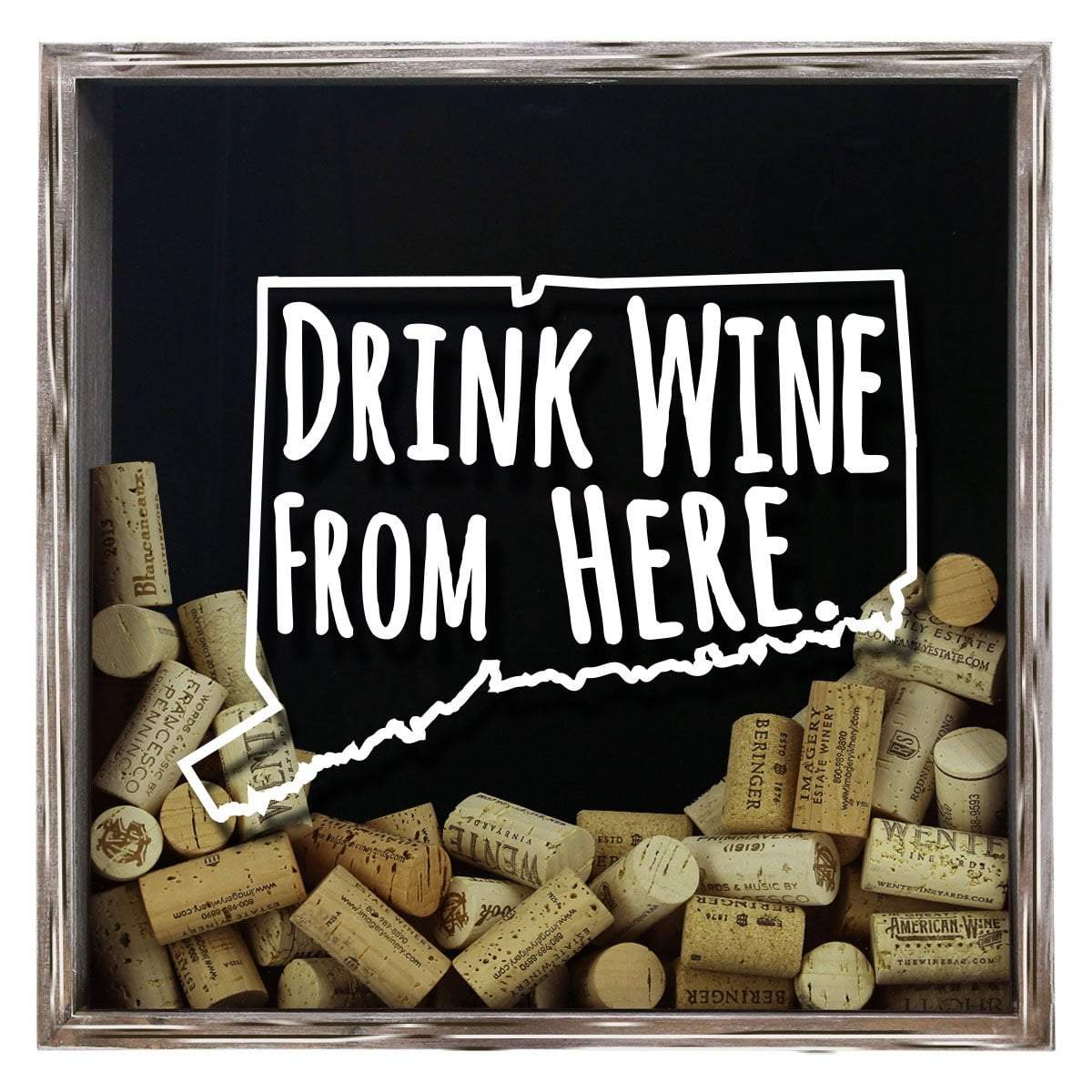 Torched Products Shadow Box Gray Connecticut Drink Wine From Here Wine Cork Shadow Box (795718418549)