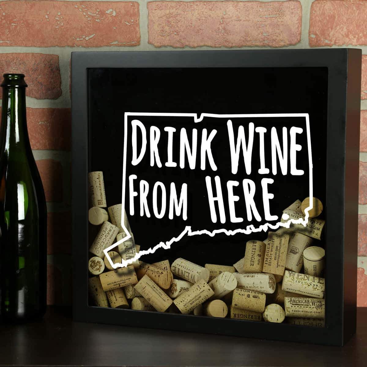 Torched Products Shadow Box Black Connecticut Drink Wine From Here Wine Cork Shadow Box (795718418549)
