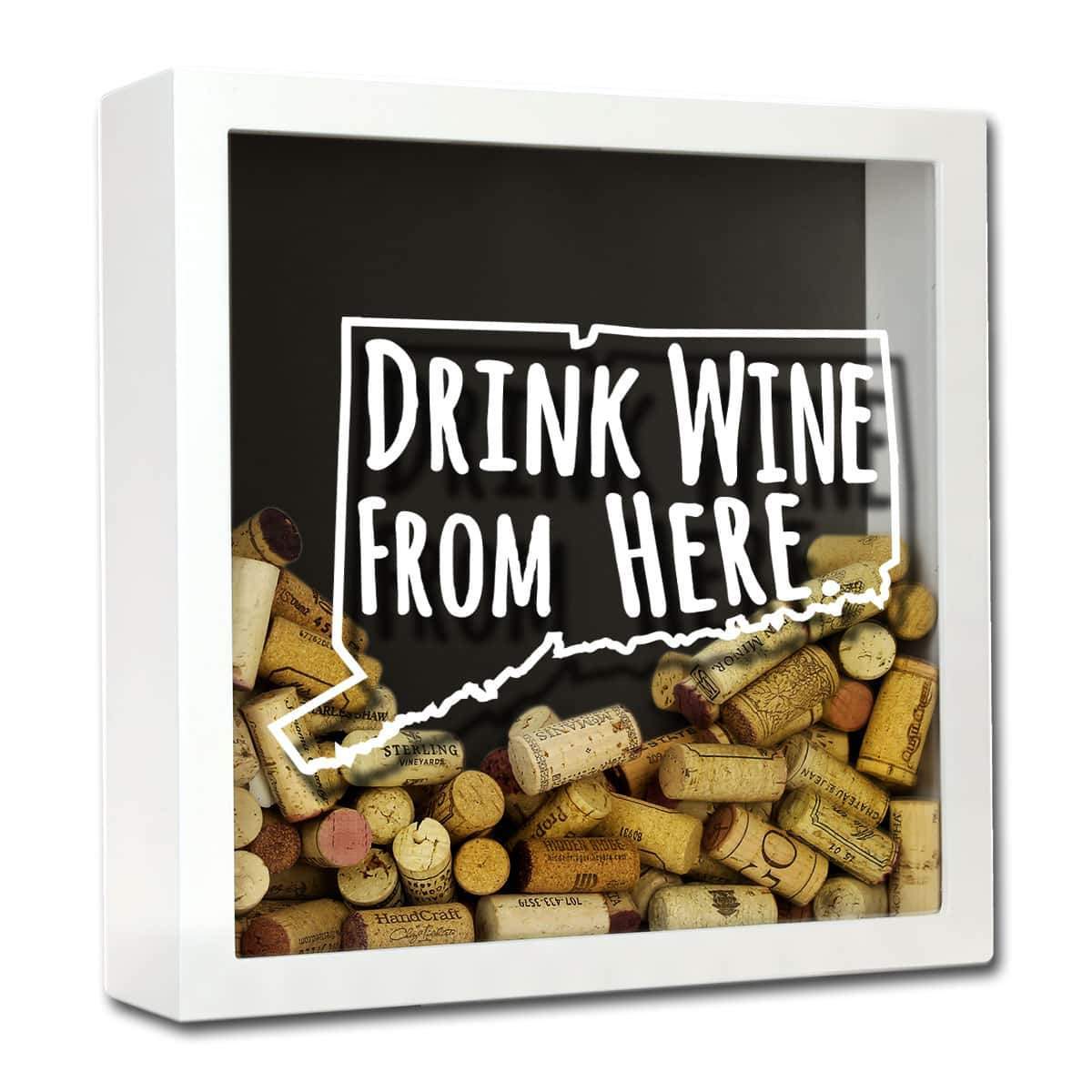 Torched Products Shadow Box White Connecticut Drink Wine From Here Wine Cork Shadow Box (795718418549)