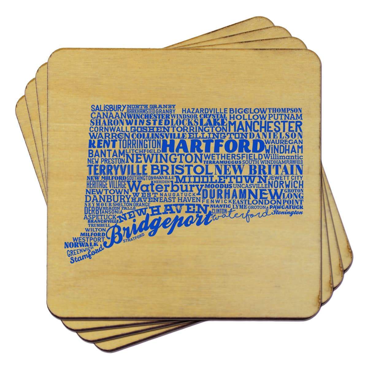 Torched Products Coasters Connecticut State Typography Coaster (787809042549)