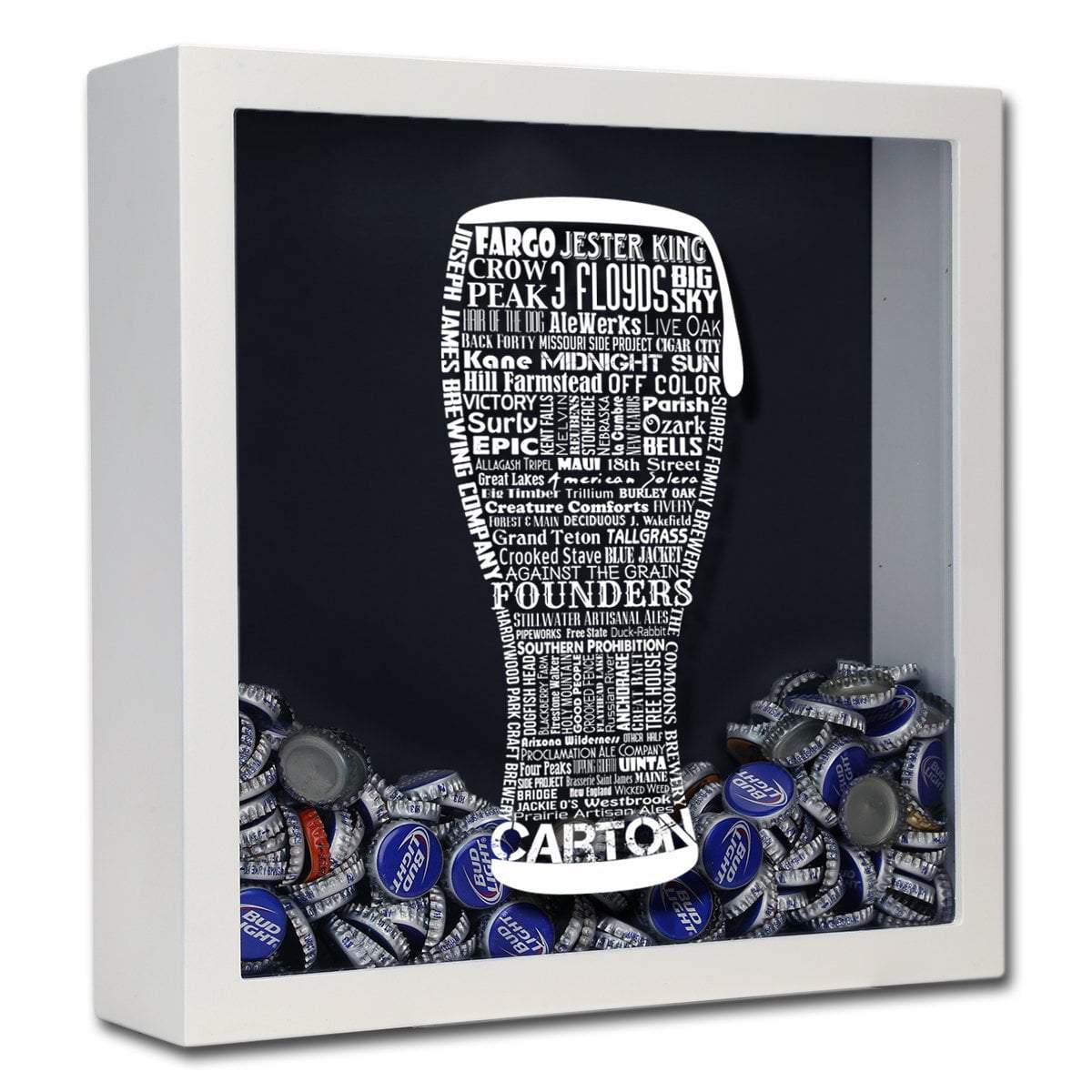 Torched Products Shadow Box White Craft Beer Typography Shadow Box (779001921653)