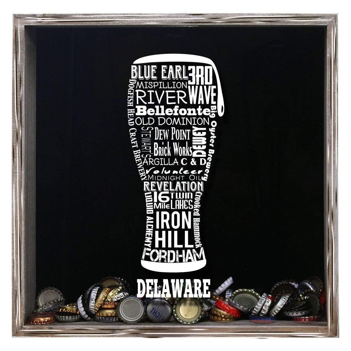 Torched Products Shadow Box Gray Delaware Beer Typography Shadow Box (779427807349)