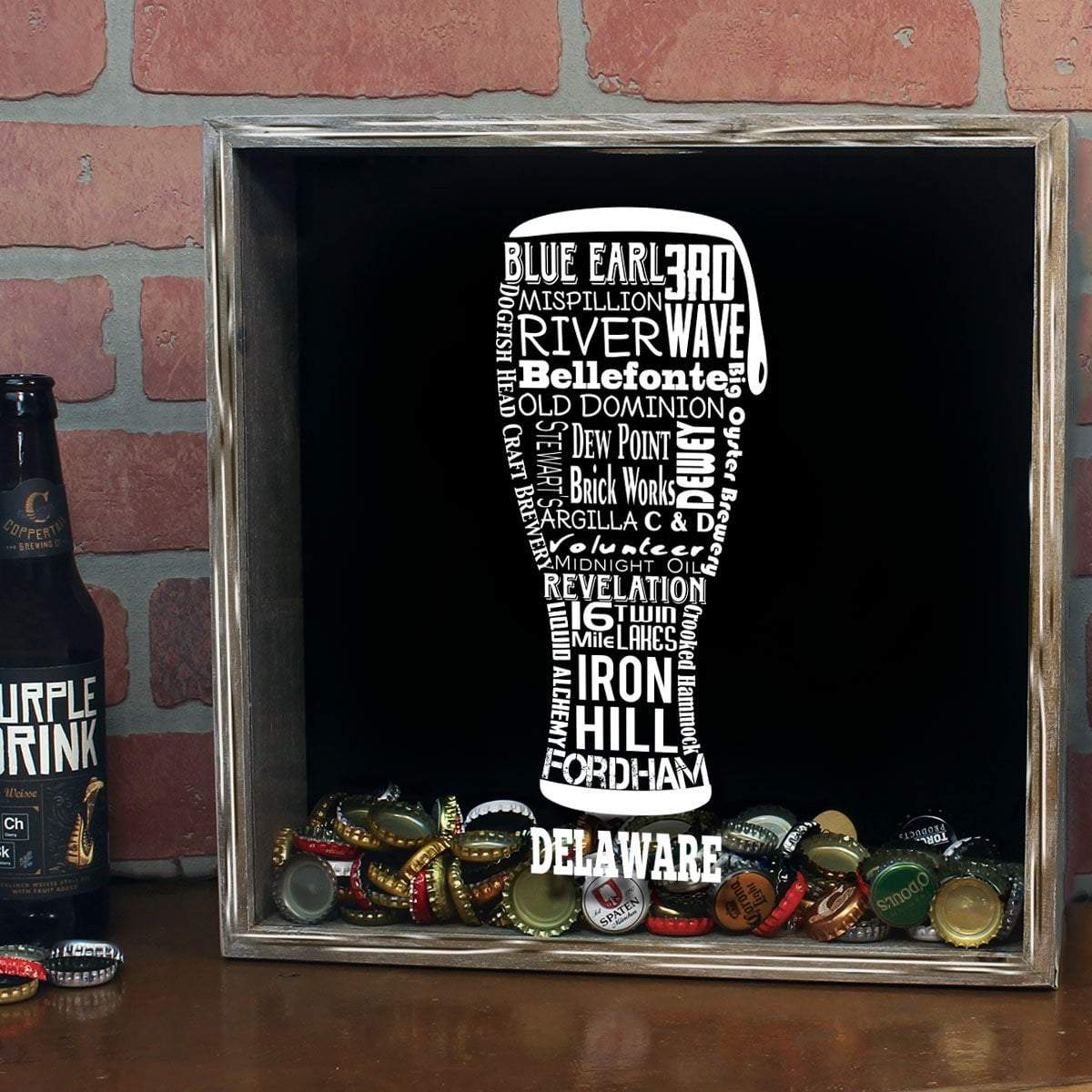 Torched Products Shadow Box Delaware Beer Typography Shadow Box (779427807349)