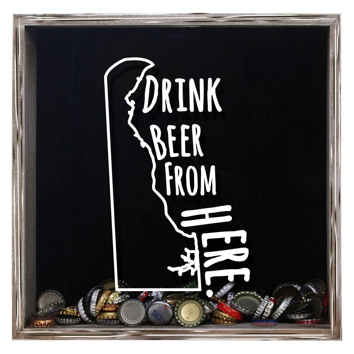 Torched Products Shadow Box Gray Delaware Drink Beer From Here Beer Cap Shadow Box (781162905717)