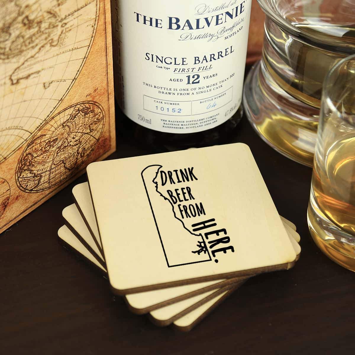 Torched Products Coasters Delaware Drink Beer From Here Coasters (781444448373)