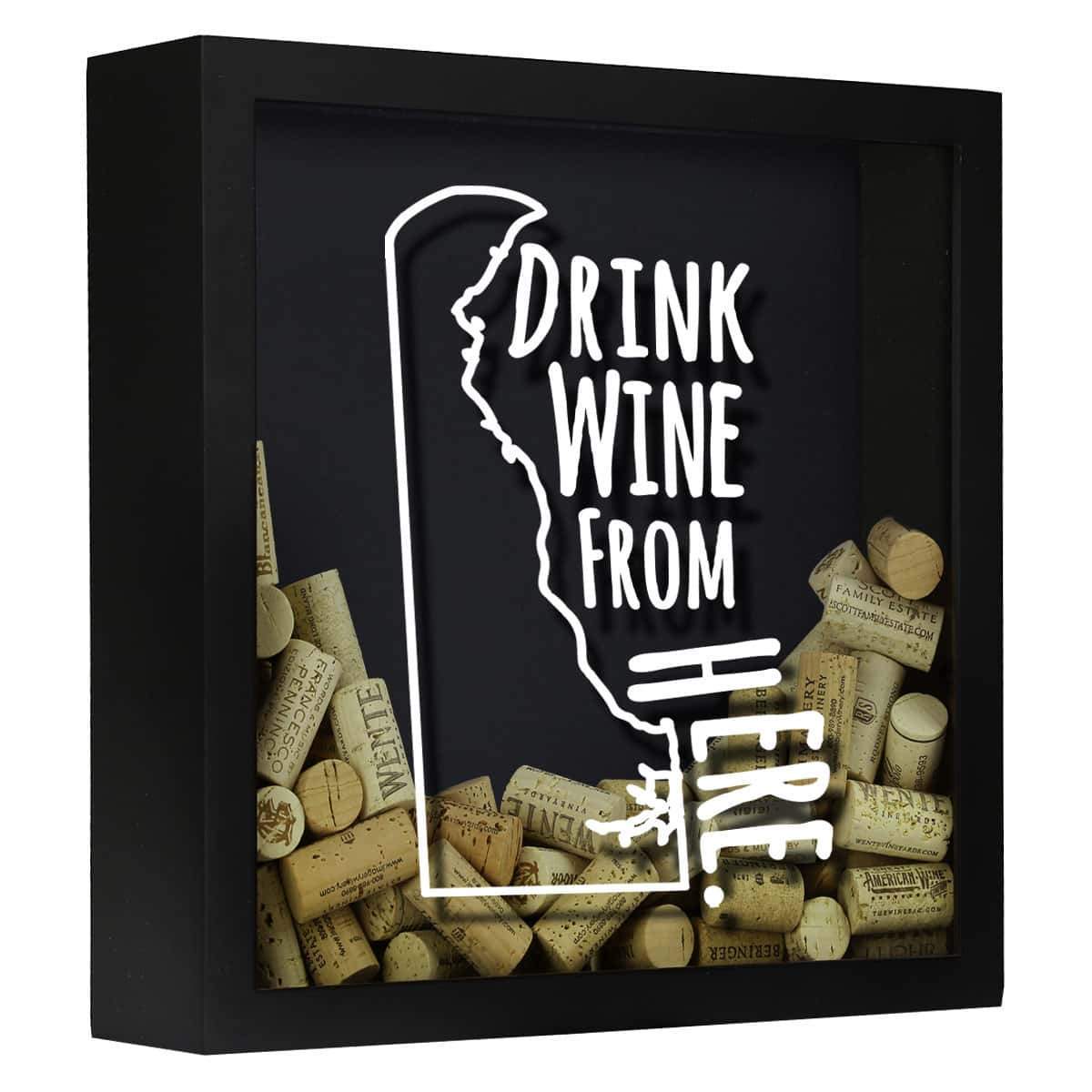 Torched Products Shadow Box Black Delaware Drink Wine From Here Wine Cork Shadow Box (795721564277)