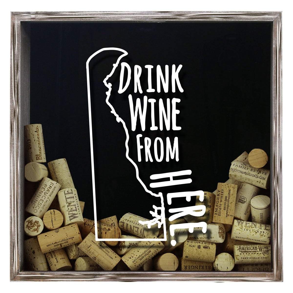 Torched Products Shadow Box Gray Delaware Drink Wine From Here Wine Cork Shadow Box (795721564277)