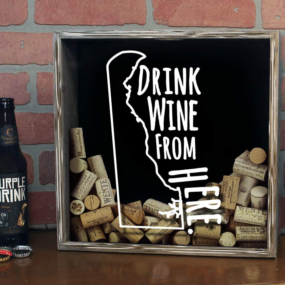 Torched Products Shadow Box Delaware Drink Wine From Here Wine Cork Shadow Box (795721564277)