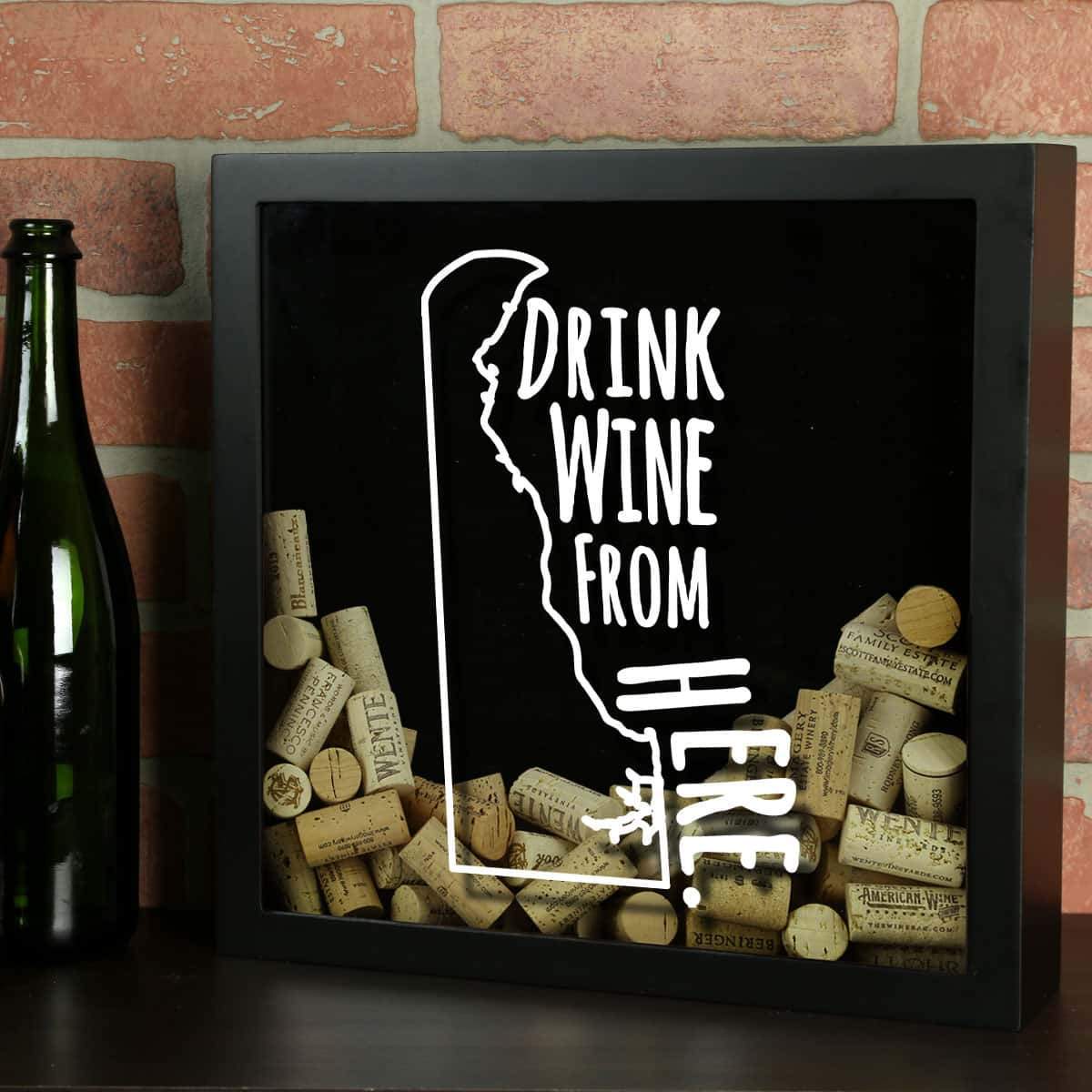 Torched Products Shadow Box Black Delaware Drink Wine From Here Wine Cork Shadow Box (795721564277)