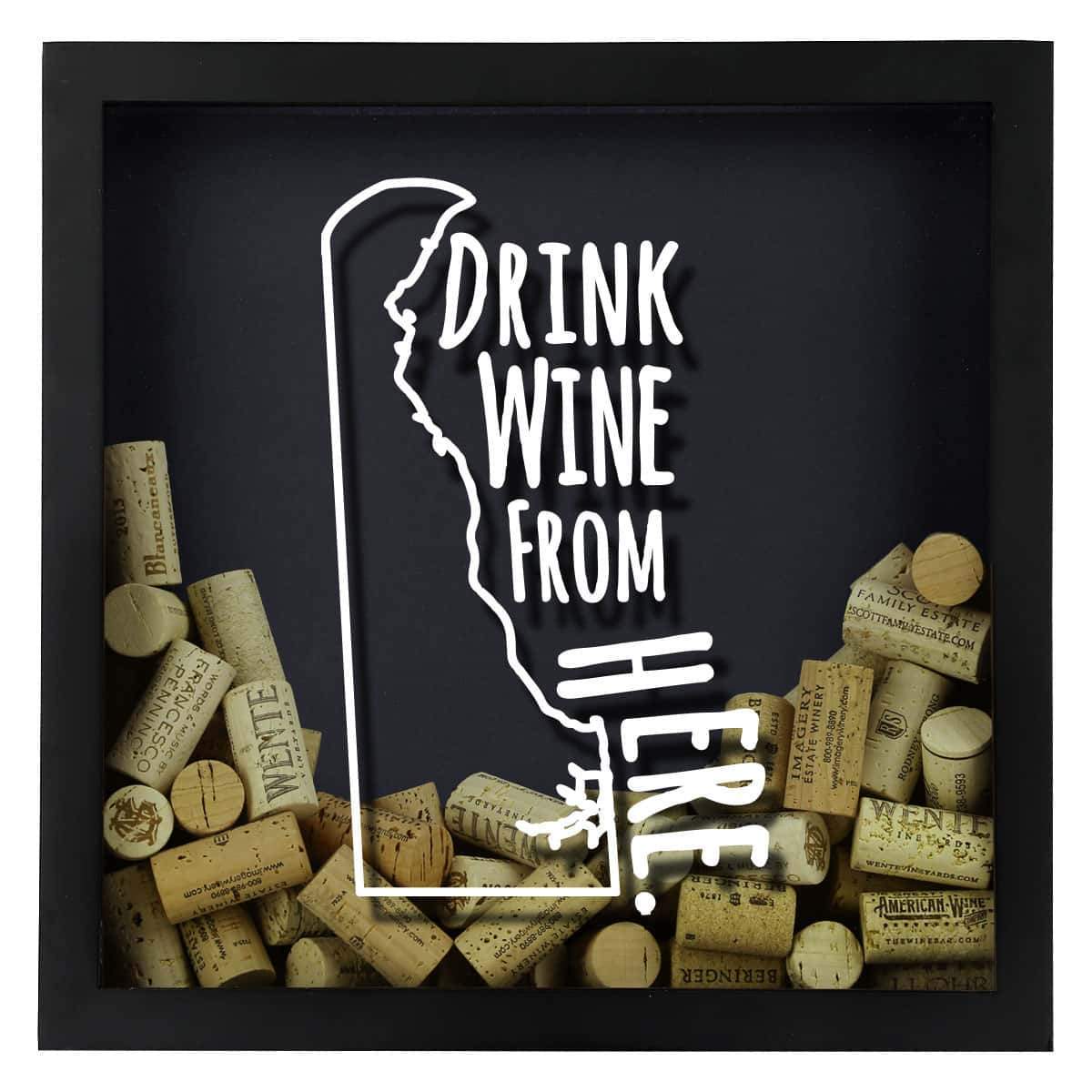 Torched Products Shadow Box Delaware Drink Wine From Here Wine Cork Shadow Box (795721564277)