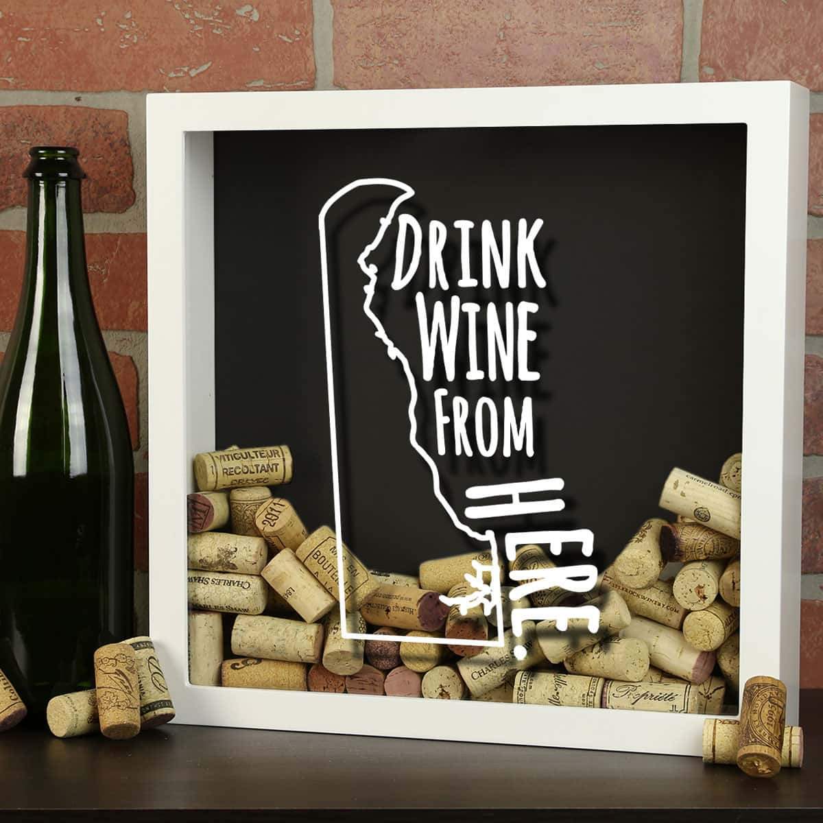 Torched Products Shadow Box Delaware Drink Wine From Here Wine Cork Shadow Box (795721564277)