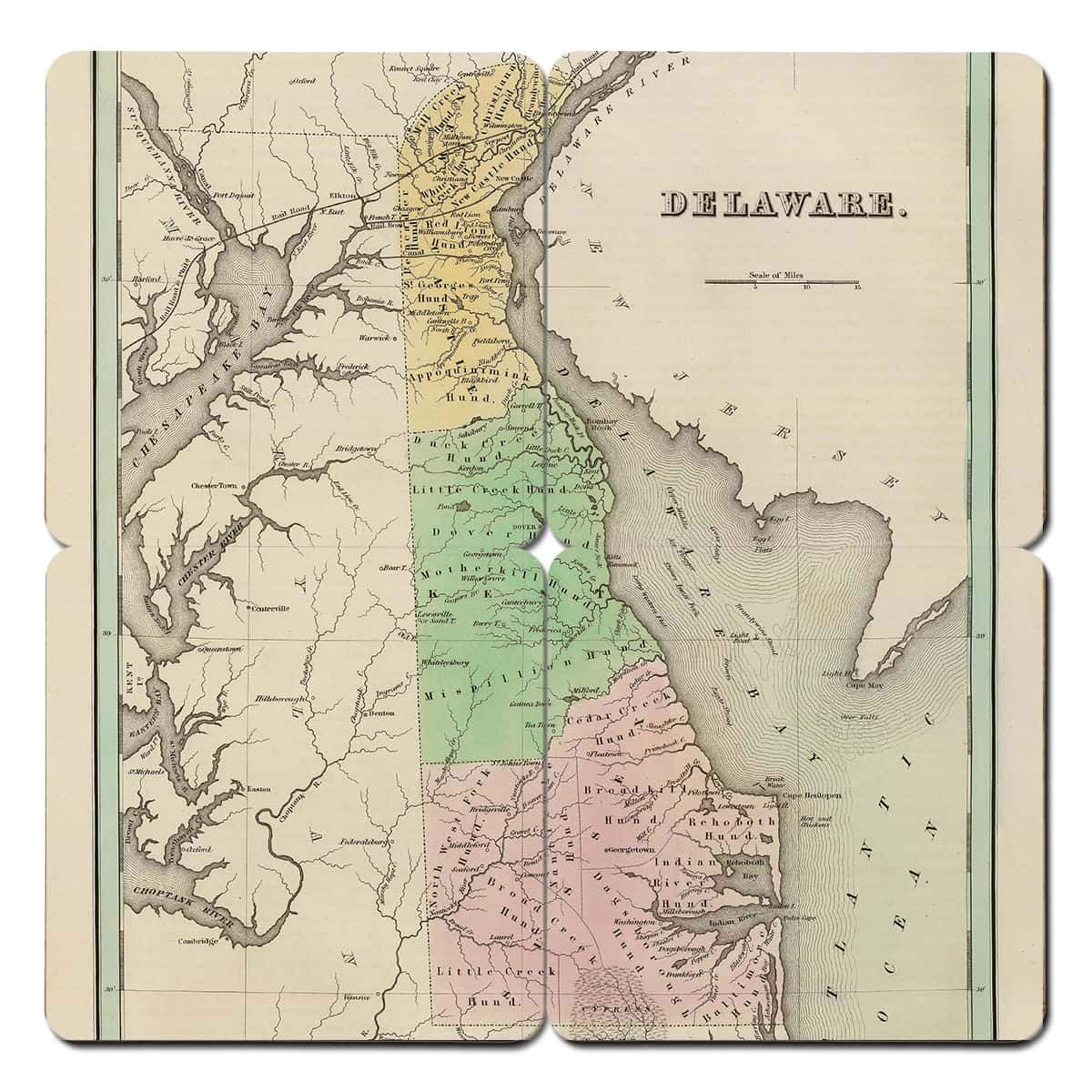 Torched Products Coasters Delaware Old World Map Coaster (790587637877)