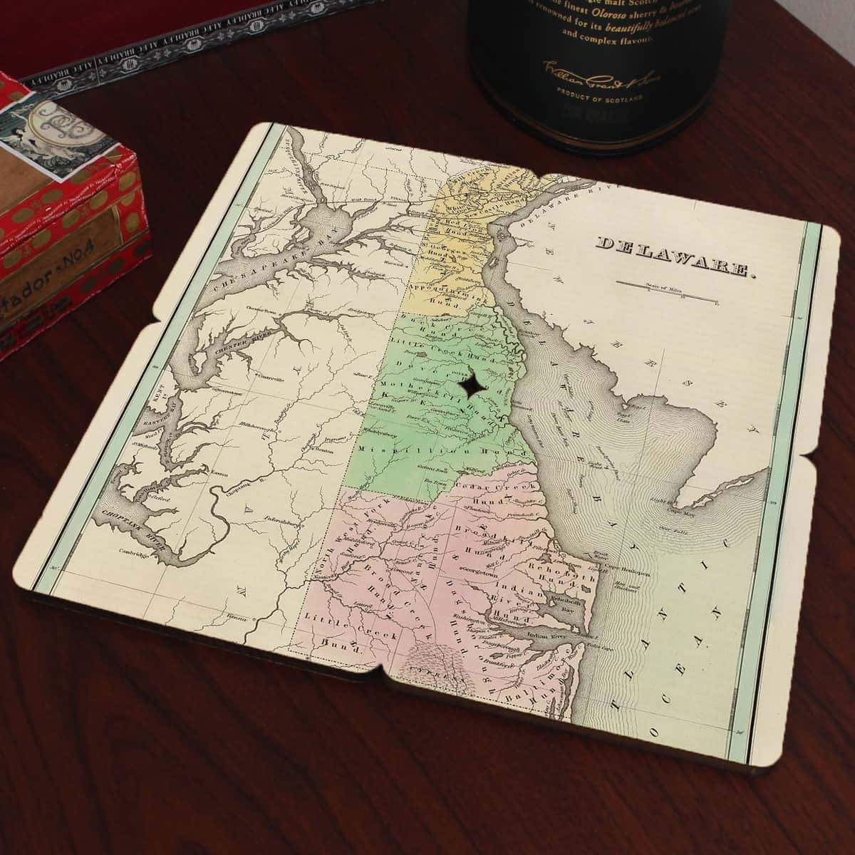 Torched Products Coasters Delaware Old World Map Coaster (790587637877)