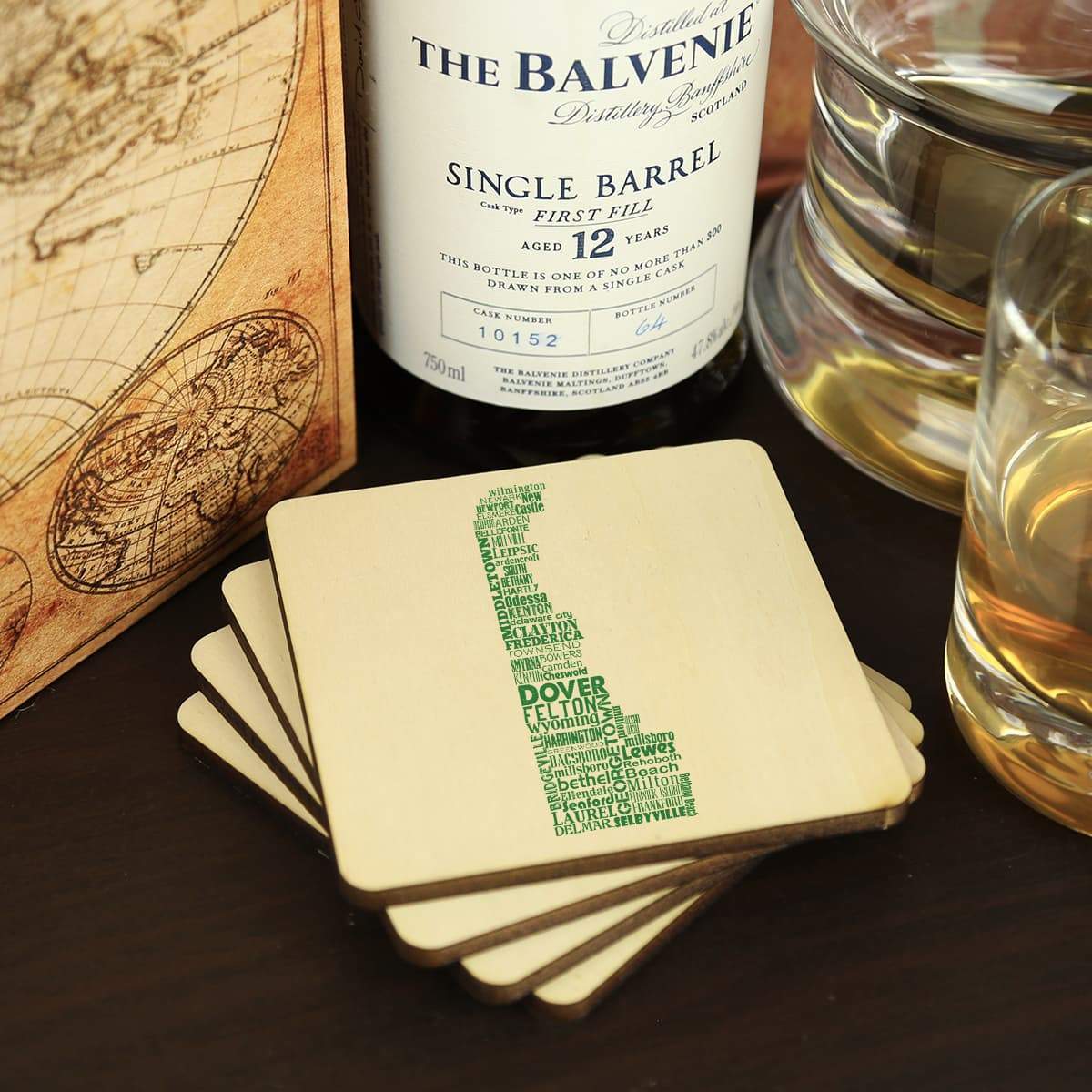 Torched Products Coasters Delaware State Typography Coaster (787809599605)