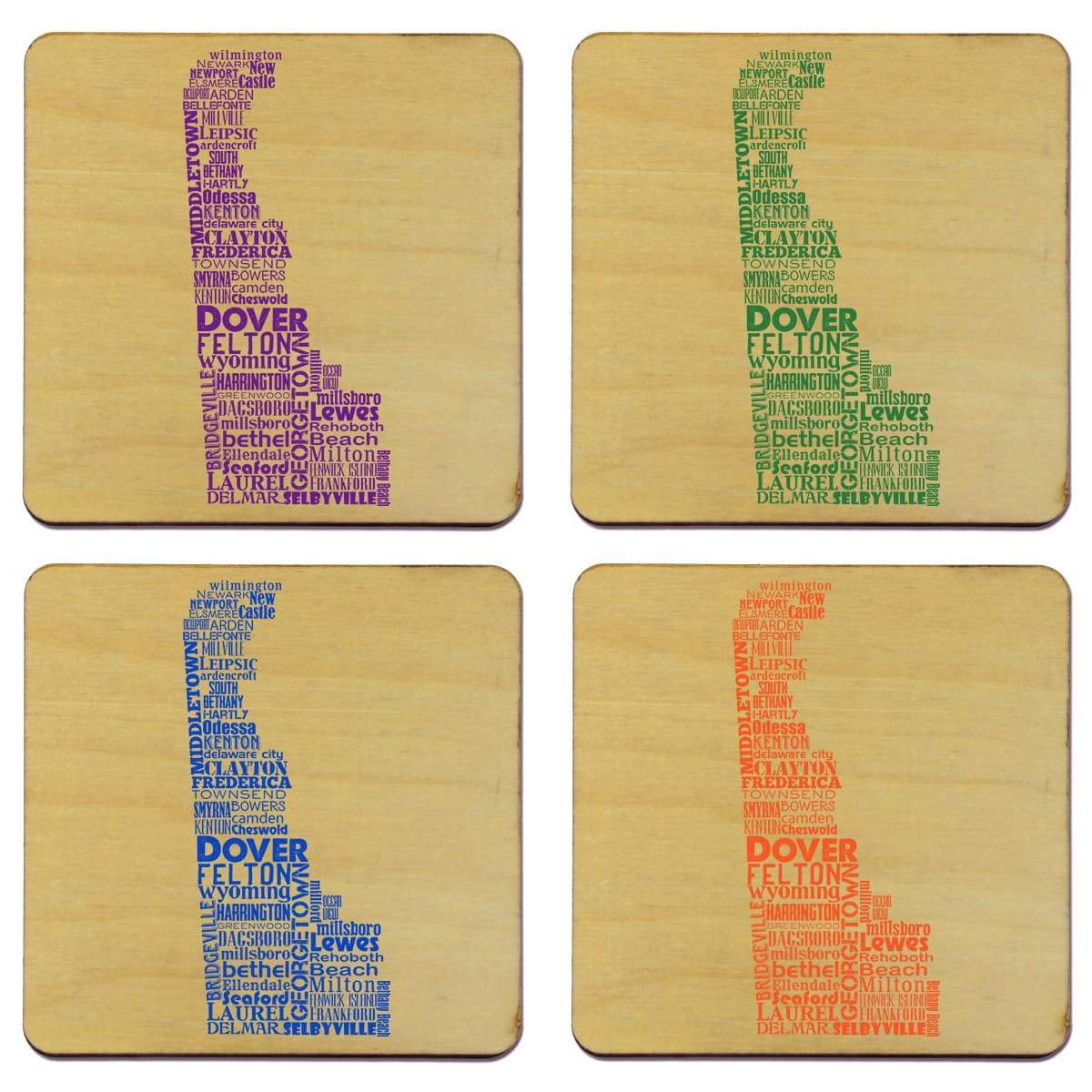 Torched Products Coasters Delaware State Typography Coaster (787809599605)