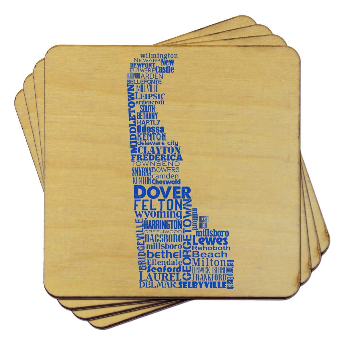 Torched Products Coasters Delaware State Typography Coaster (787809599605)