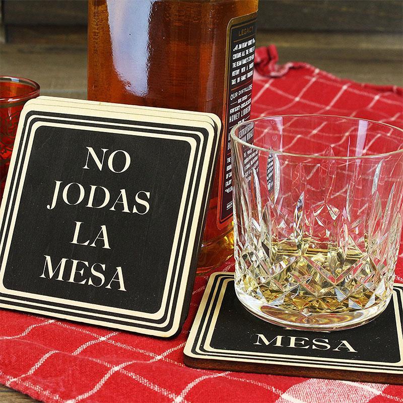Torched Products Coasters Don’t Fuck Up The Table Wood Coasters – Funny Gift Coasters – Set of 4 - Spanish (791015030901)