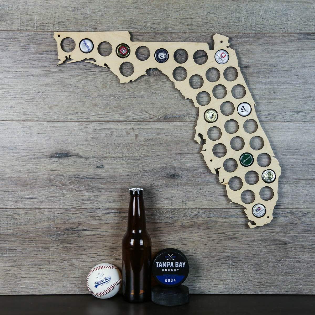 Torched Products Beer Bottle Cap Holder Florida Beer Cap Map (777548234869)