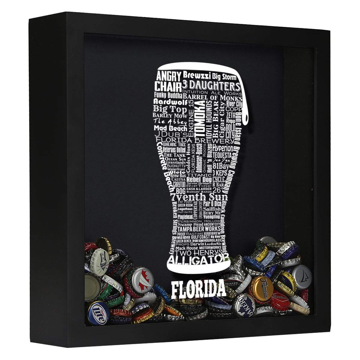 Torched Products Shadow Box Black Florida Beer Typography Shadow Box (779423154293)