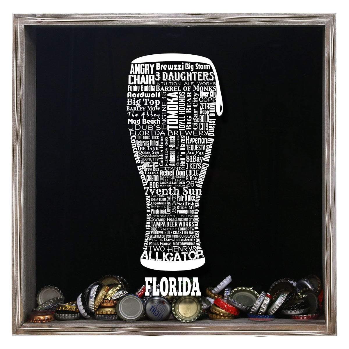 Torched Products Shadow Box Gray Florida Beer Typography Shadow Box (779423154293)