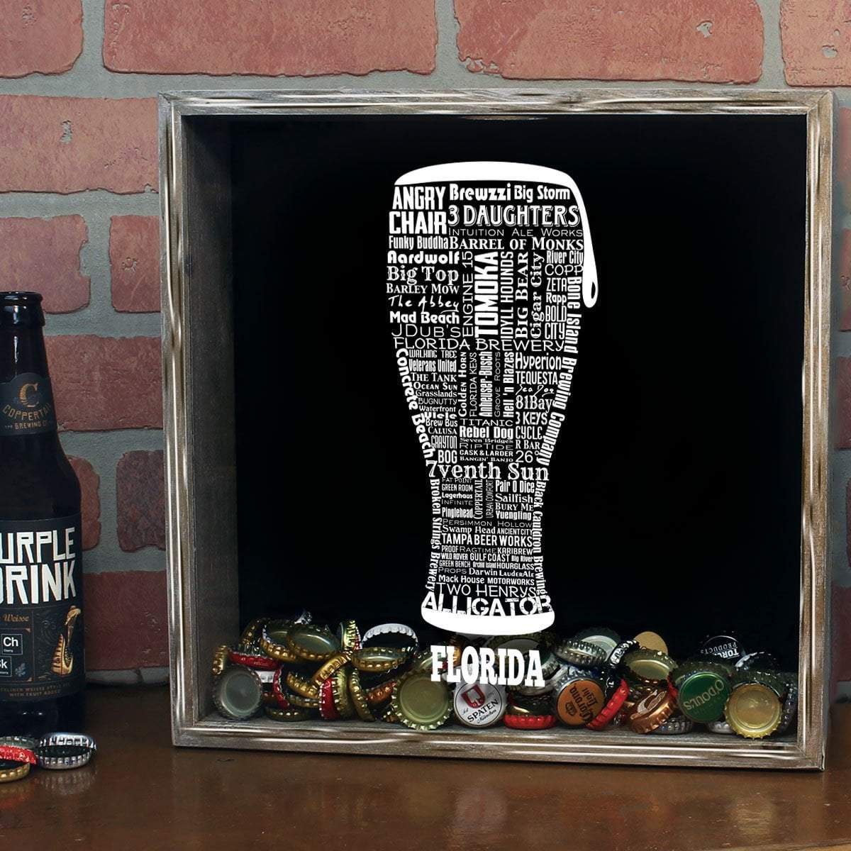 Torched Products Shadow Box Florida Beer Typography Shadow Box (779423154293)