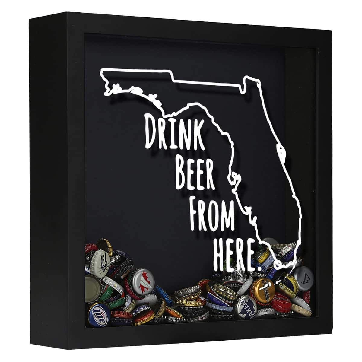 Torched Products Shadow Box Black Florida Drink Beer From Here Beer Cap Shadow Box (781163167861)