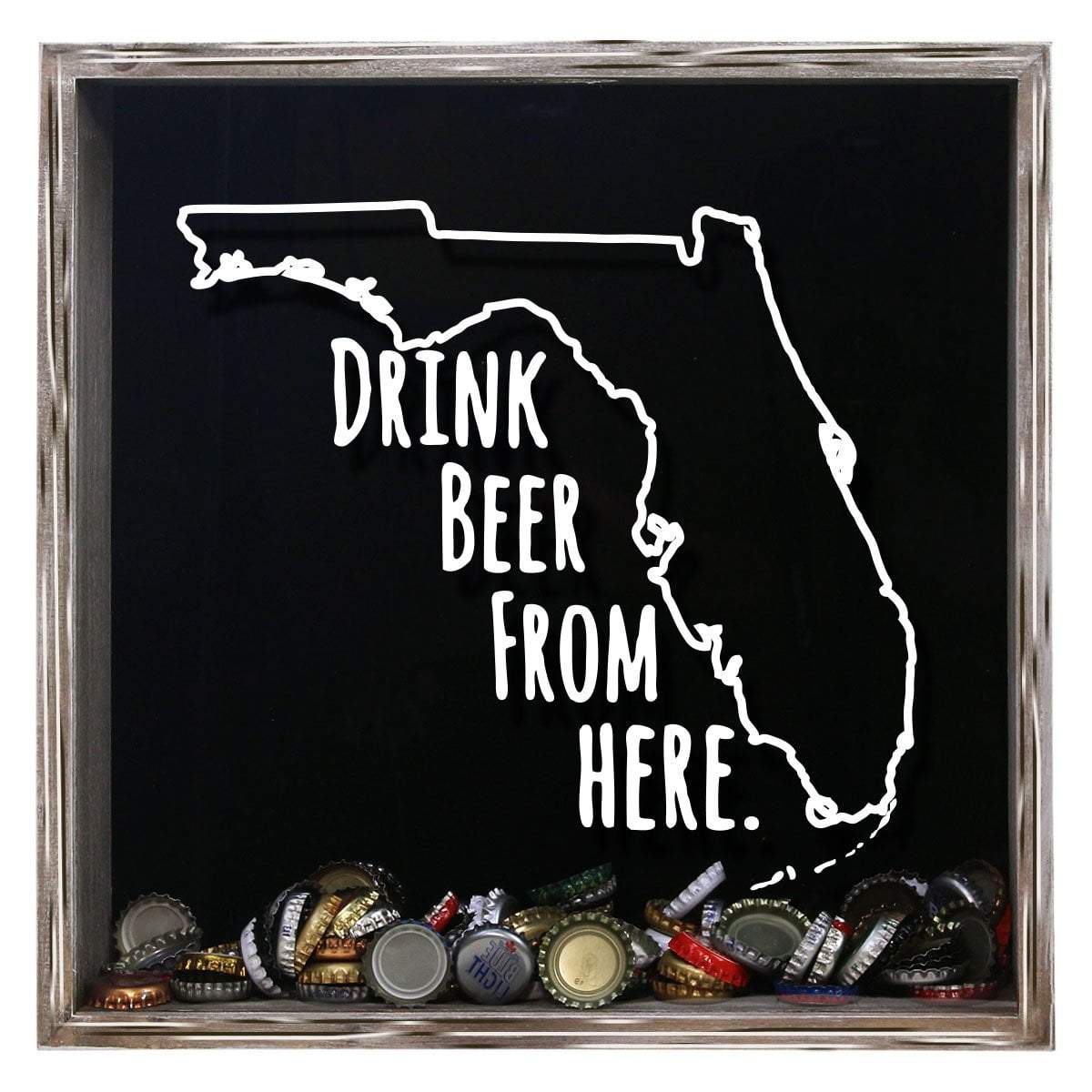 Torched Products Shadow Box Gray Florida Drink Beer From Here Beer Cap Shadow Box (781163167861)