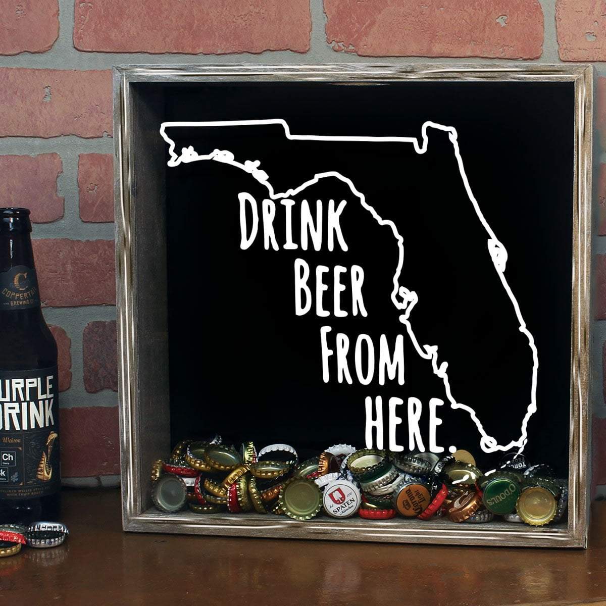 Torched Products Shadow Box Florida Drink Beer From Here Beer Cap Shadow Box (781163167861)