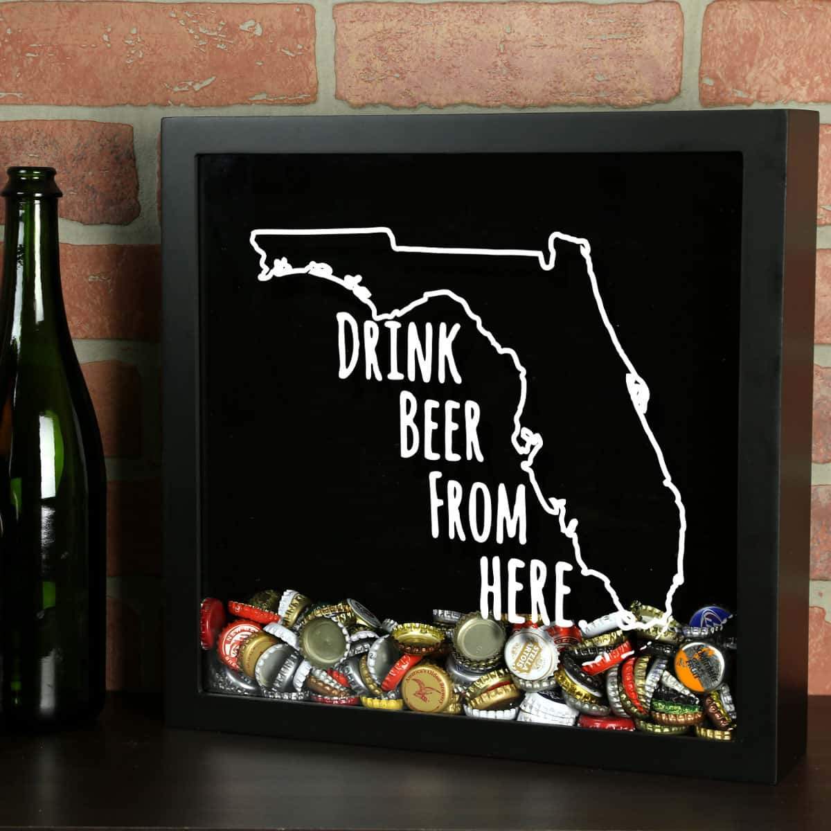 Torched Products Shadow Box Black Florida Drink Beer From Here Beer Cap Shadow Box (781163167861)