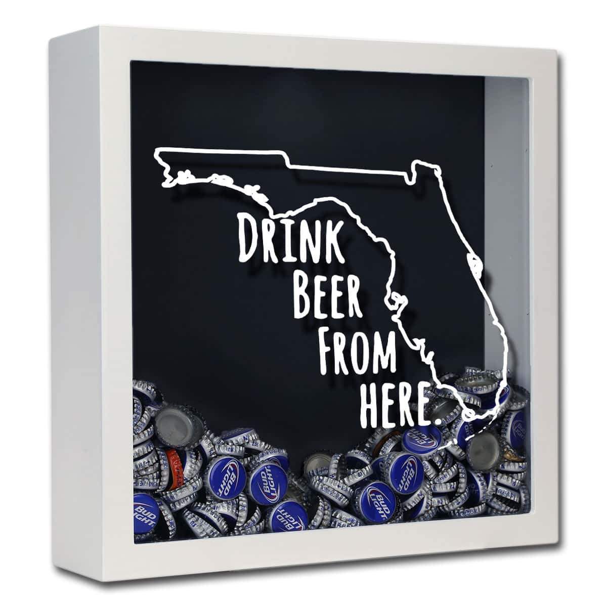 Torched Products Shadow Box White Florida Drink Beer From Here Beer Cap Shadow Box (781163167861)