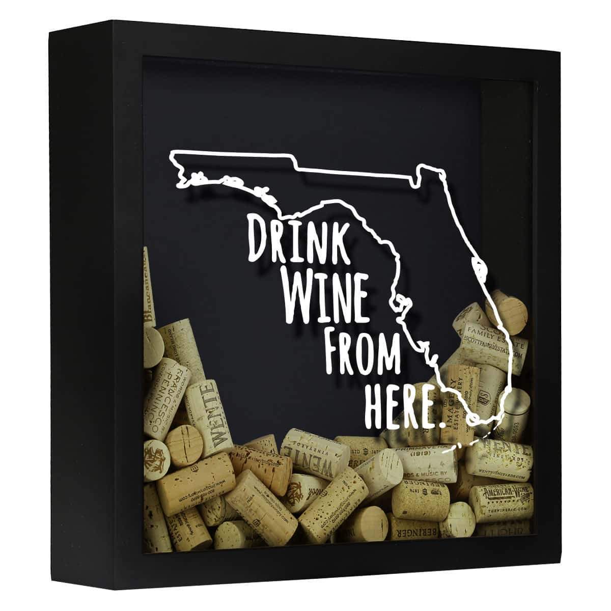 Torched Products Shadow Box Black Florida Drink Wine From Here Wine Cork Shadow Box