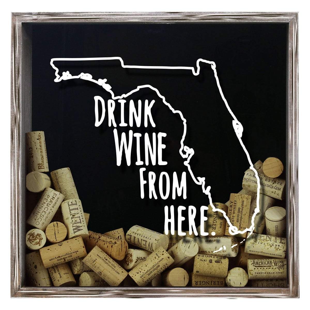 Torched Products Shadow Box Gray Florida Drink Wine From Here Wine Cork Shadow Box