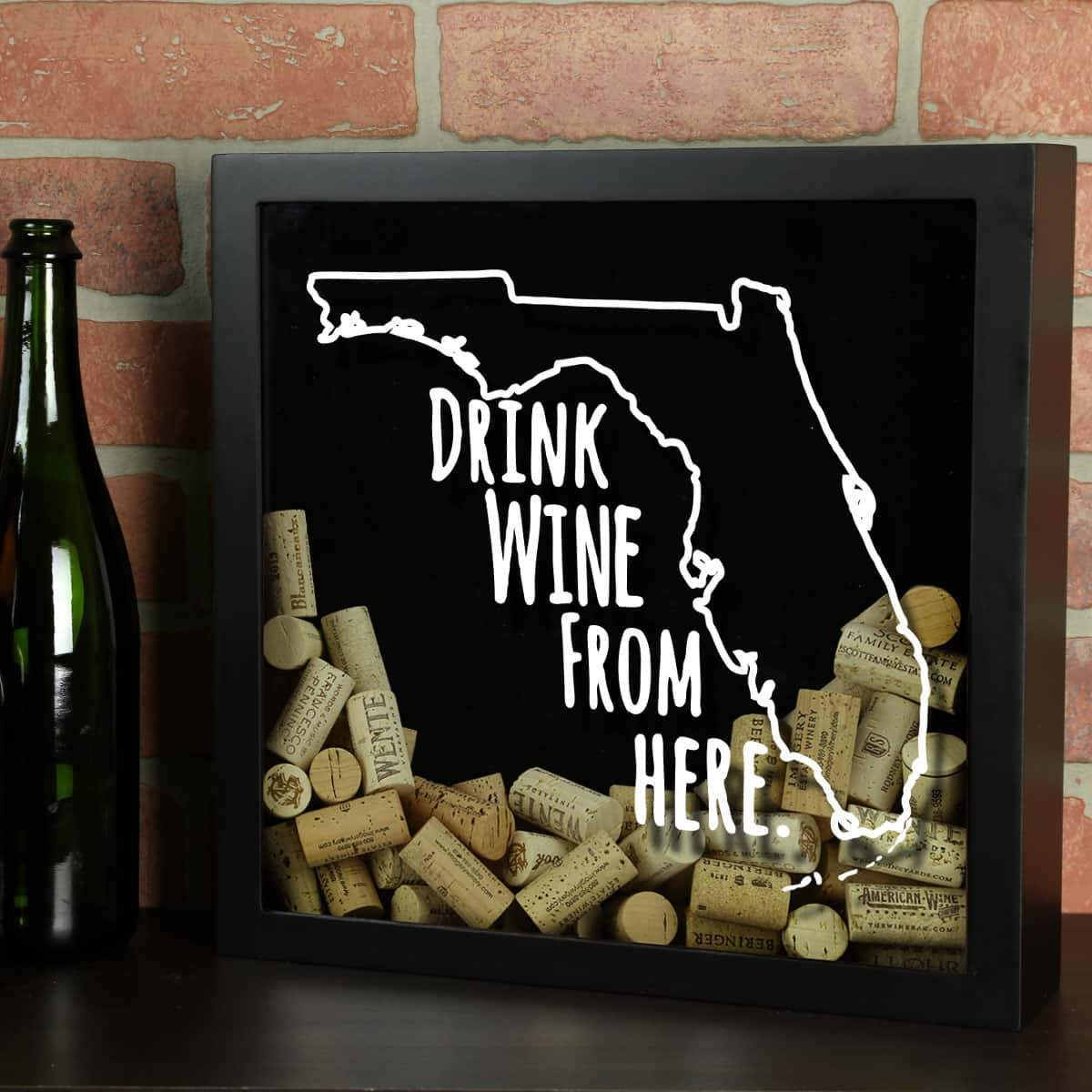 Torched Products Shadow Box Florida Drink Wine From Here Wine Cork Shadow Box