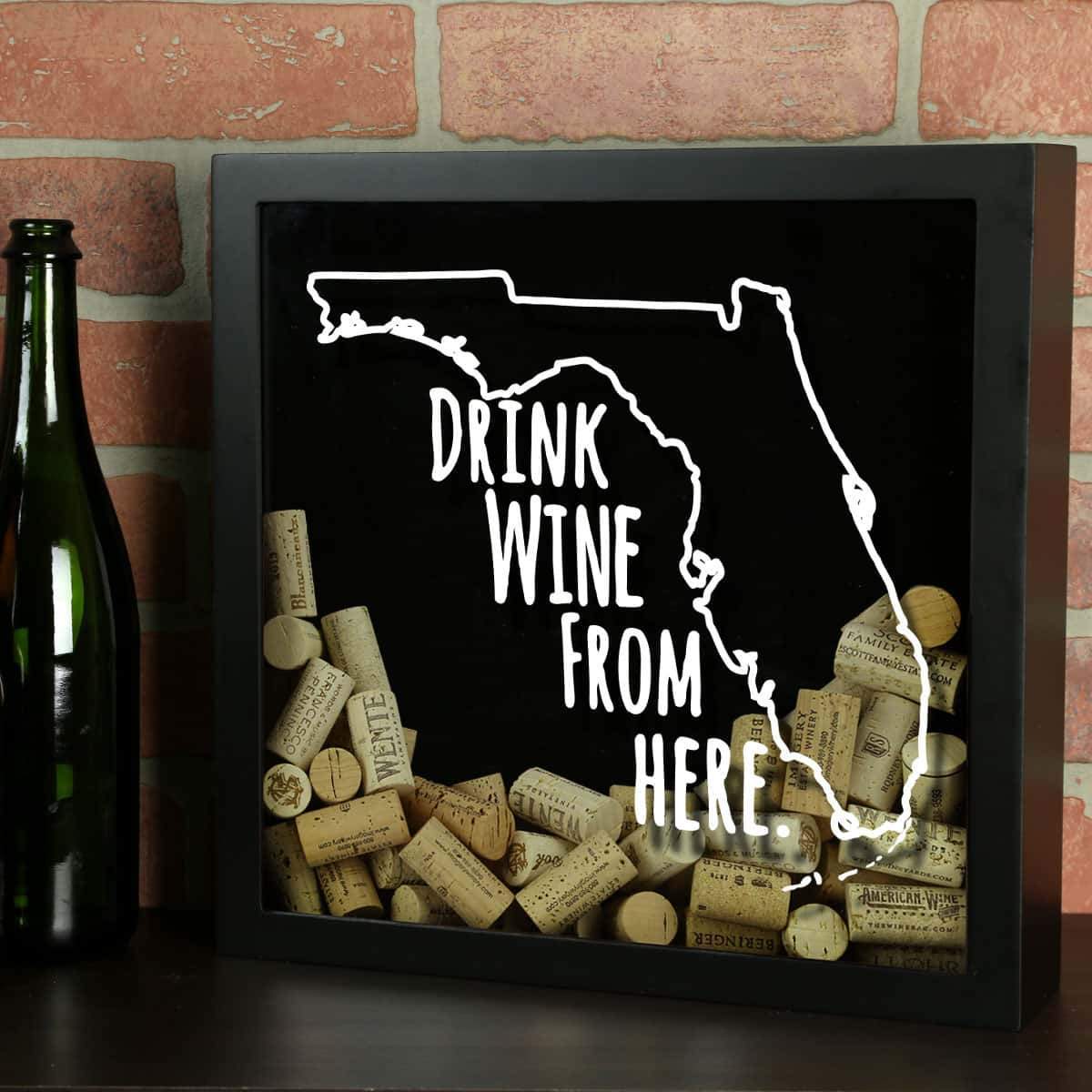 Torched Products Shadow Box Black Florida Drink Wine From Here Wine Cork Shadow Box