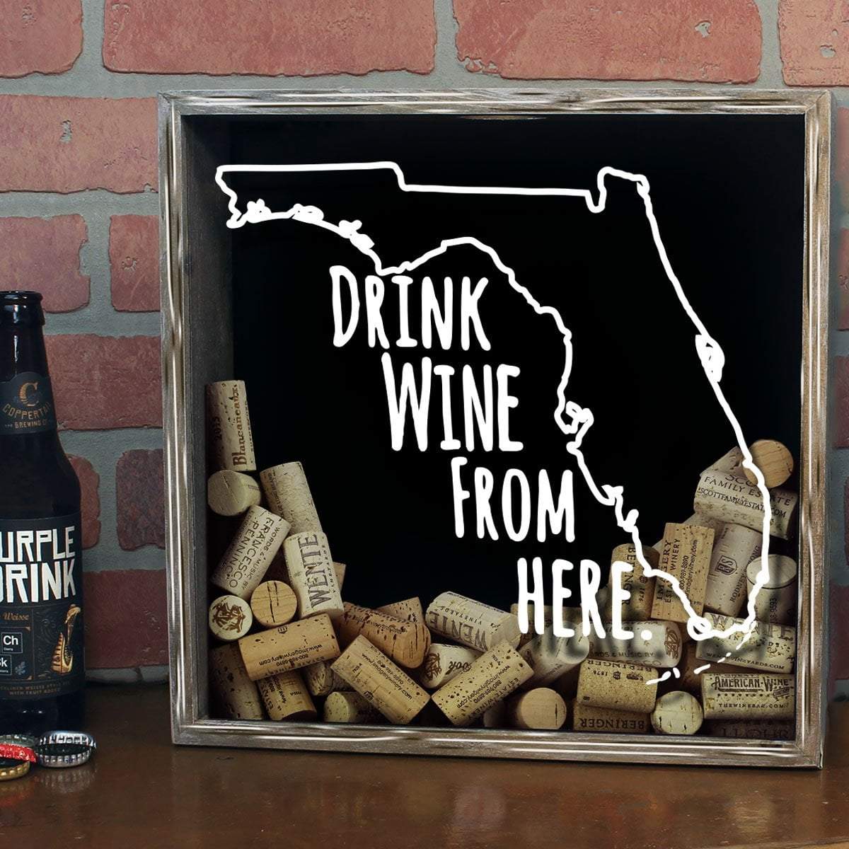 Torched Products Shadow Box Florida Drink Wine From Here Wine Cork Shadow Box
