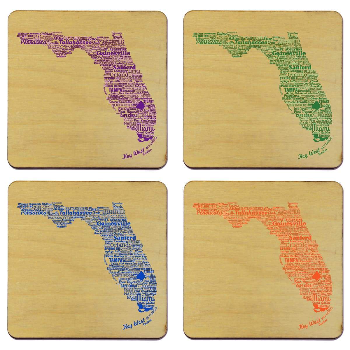 Torched Products Coasters Florida State Typography Coaster (787811008629)