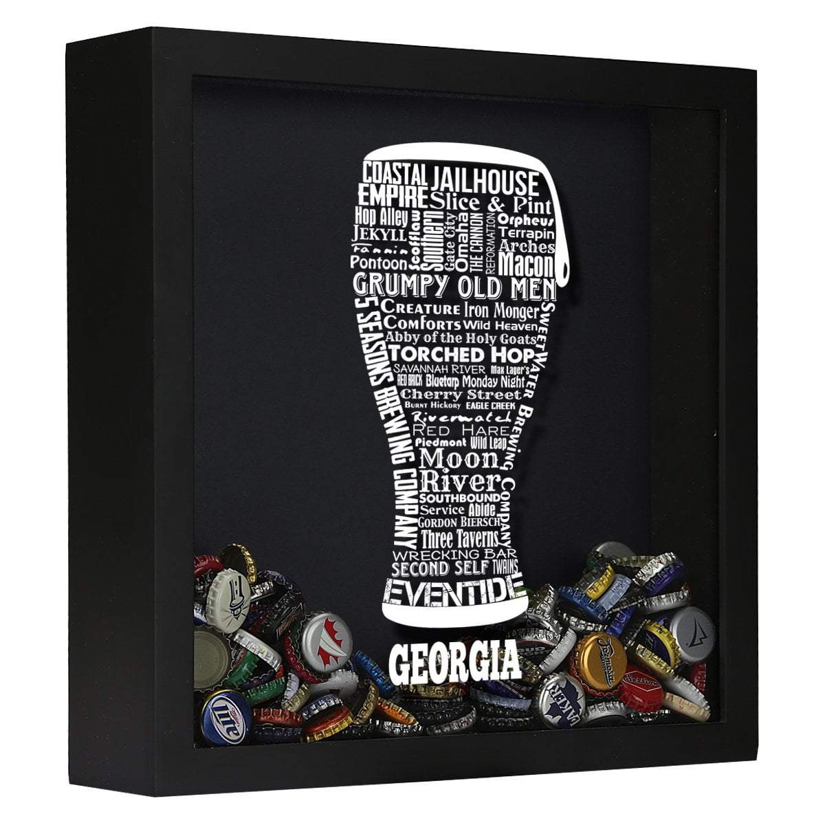 Torched Products Shadow Box Black Georgia Beer Typography Shadow Box (779423580277)