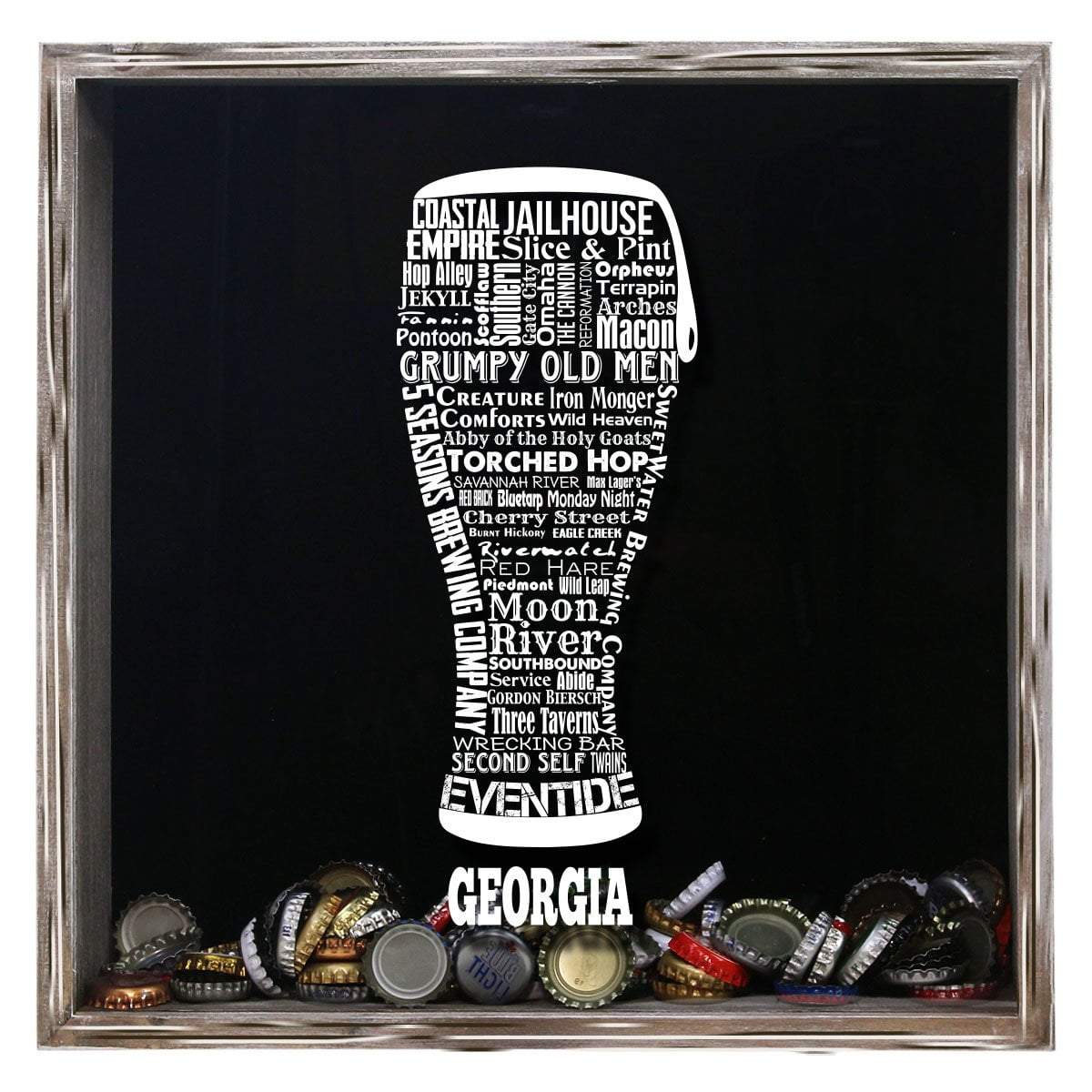 Torched Products Shadow Box Gray Georgia Beer Typography Shadow Box (779423580277)