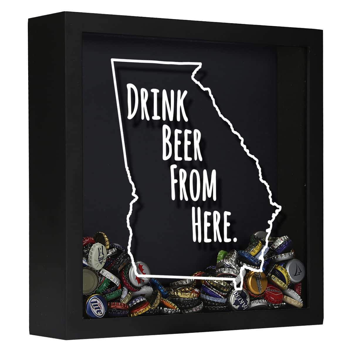 Torched Products Shadow Box Black Georgia Drink Beer From Here Beer Cap Shadow Box (781163462773)