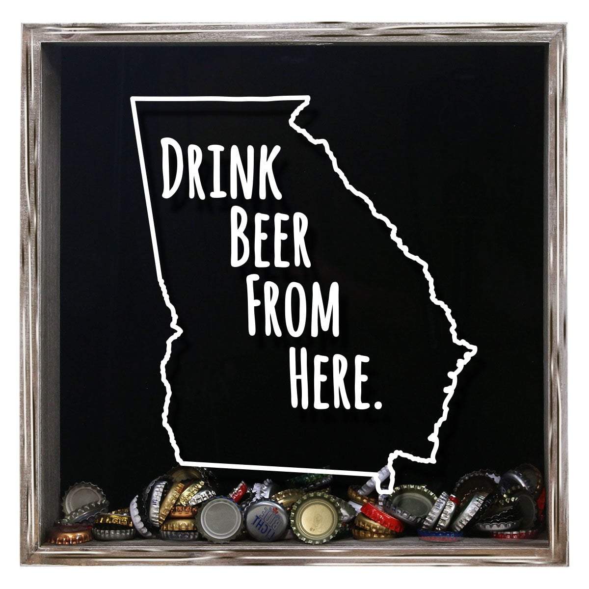 Torched Products Shadow Box Gray Georgia Drink Beer From Here Beer Cap Shadow Box (781163462773)