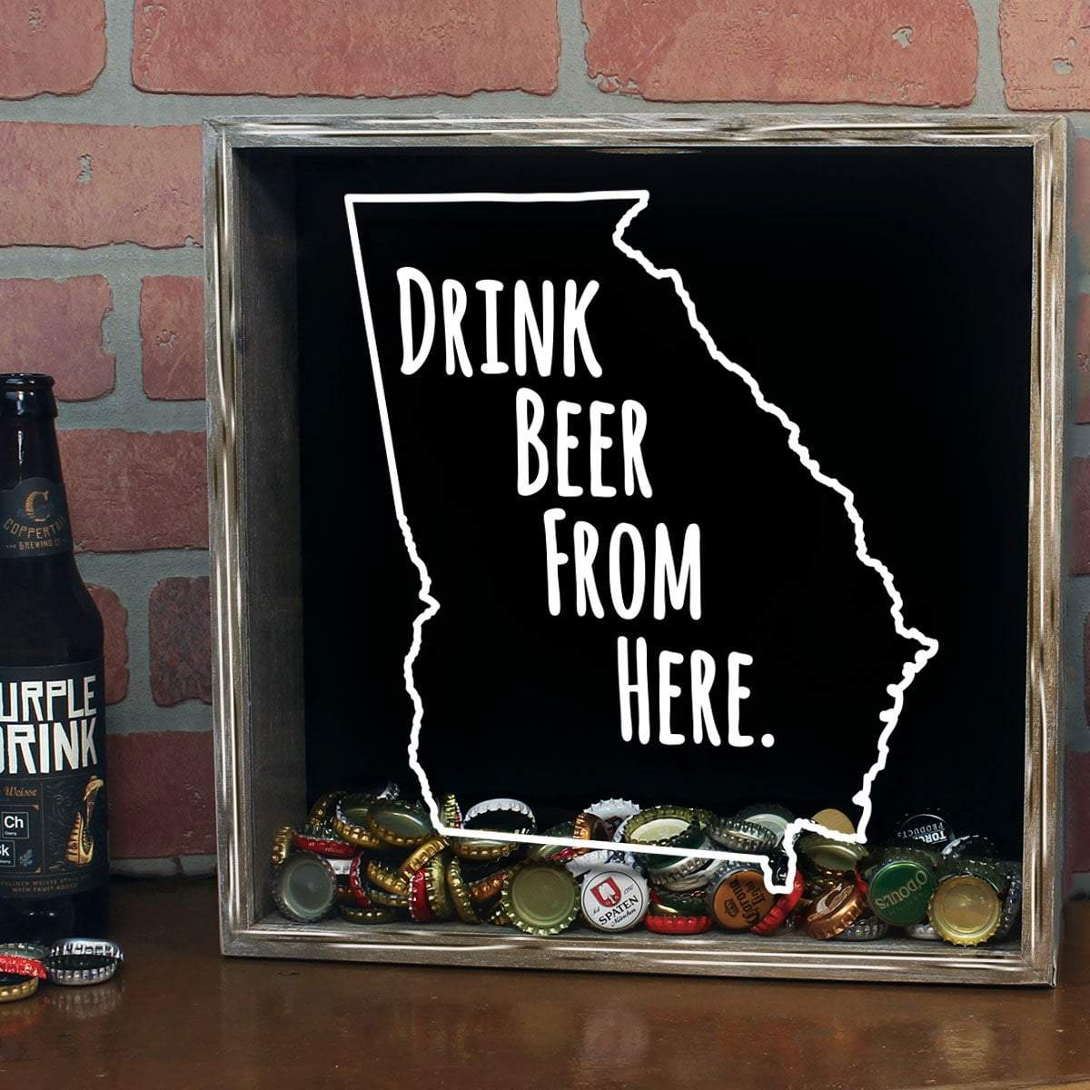 Torched Products Shadow Box Georgia Drink Beer From Here Beer Cap Shadow Box (781163462773)
